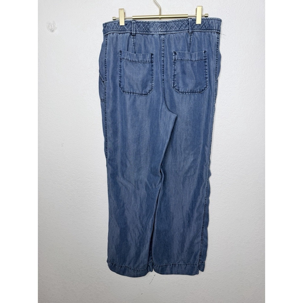John Mark Wide Leg Pants Womens 6 (31x28) Blue Chambray Lightweight Coastal - Picture 2 of 10